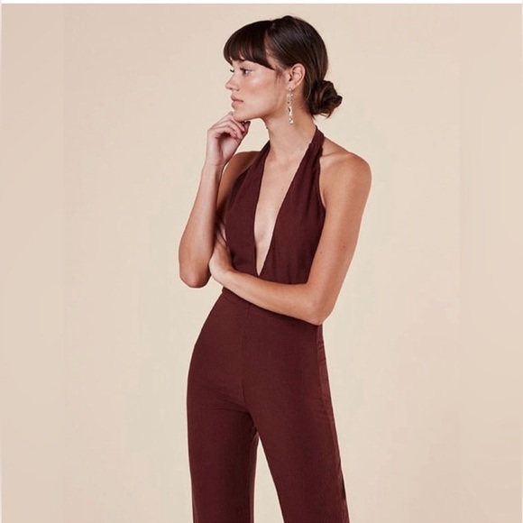 Reformation Berry Halter Jumpsuit Ribbed Low back Small - Picture 15 of 16